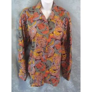 Vintage Next Collection Women's Shirt Size Large Oversized Abstract Floral Print